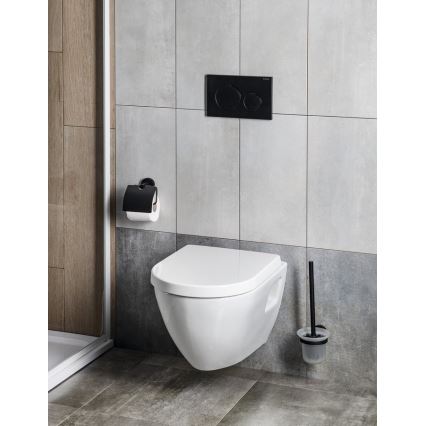 Aqualine - Porte-papier toilette avec couvercle SAMBA noir