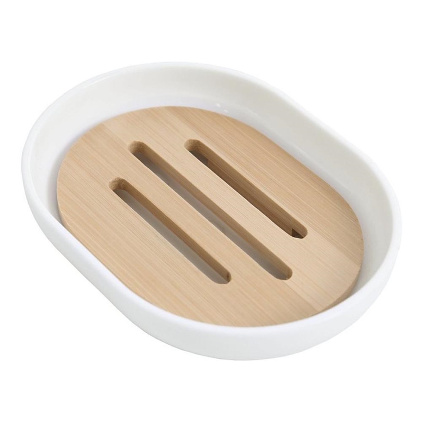 Aqualine - Porte-savon SNOW blanc/bambou