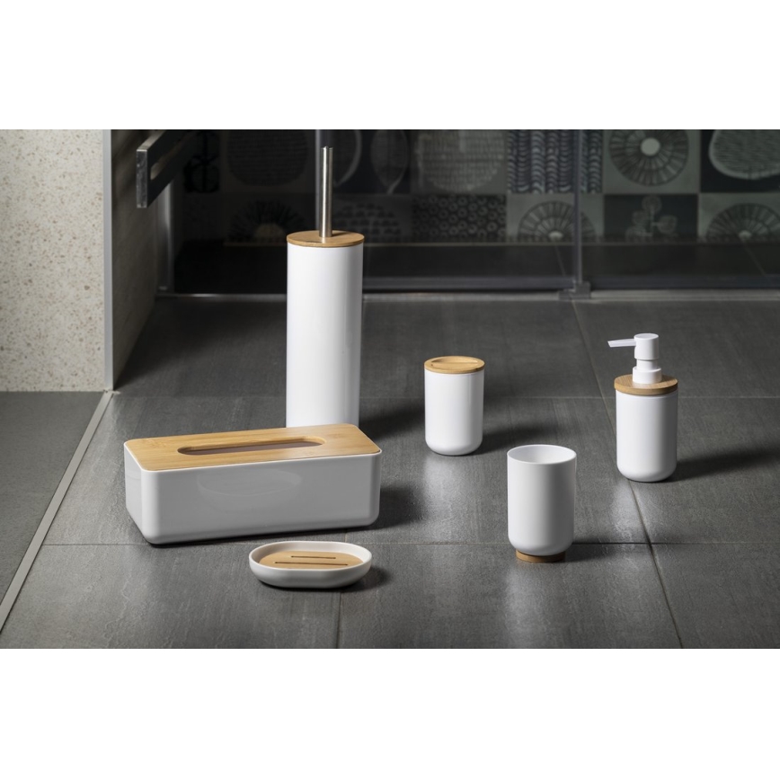Aqualine - Porte-savon SNOW blanc/bambou