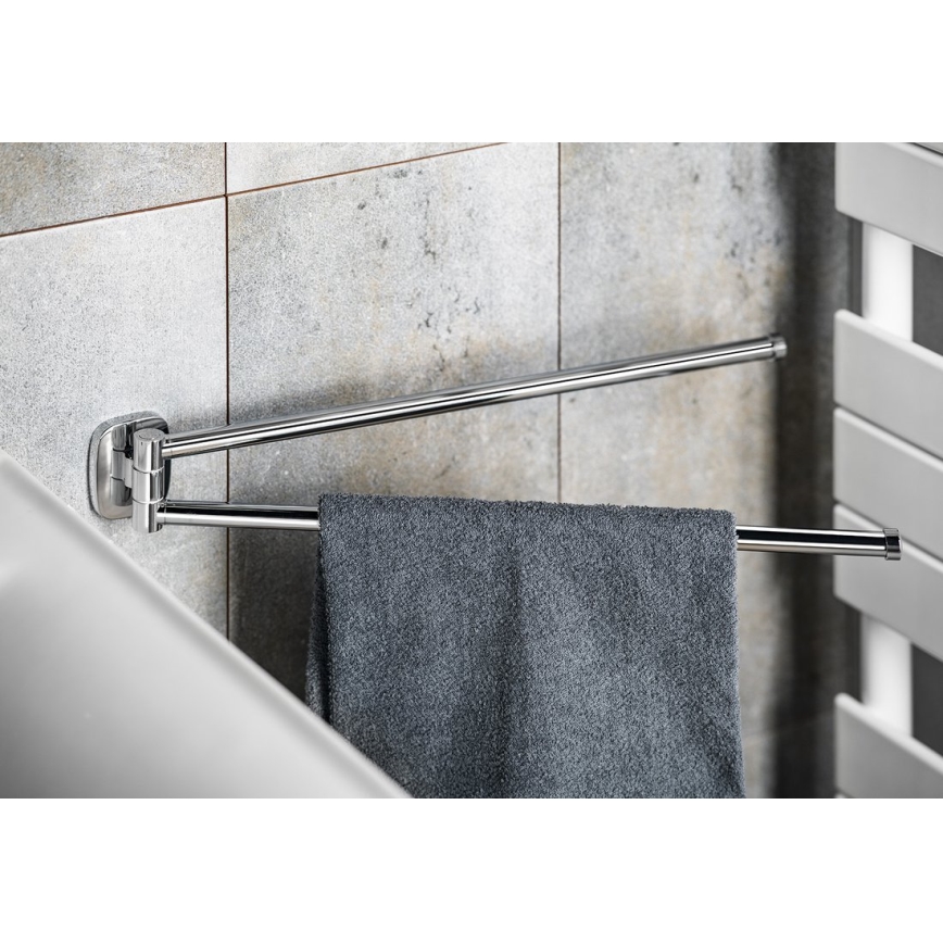 Aqualine - Porte-serviettes mural pivotant RUMBA 45 cm chrome brillant