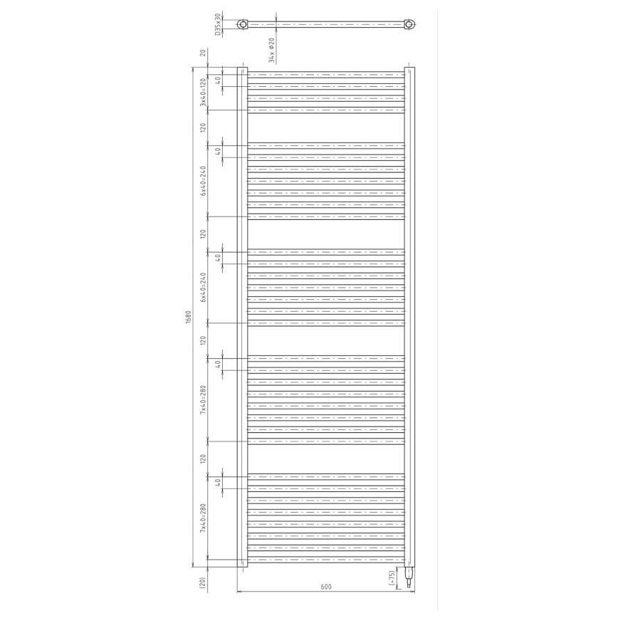 Aqualine - Radiateur électrique de salle de bain DIRECT-E 800W/230V 168 cm noir mat droit