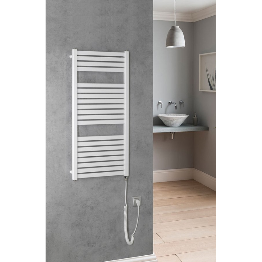 Aqualine - Radiateur électrique de salle de bains TONDI-E 300W/230V 97 cm blanc droit