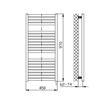 Aqualine - Radiateur électrique de salle de bains TONDI-E 300W/230V 97 cm blanc droit