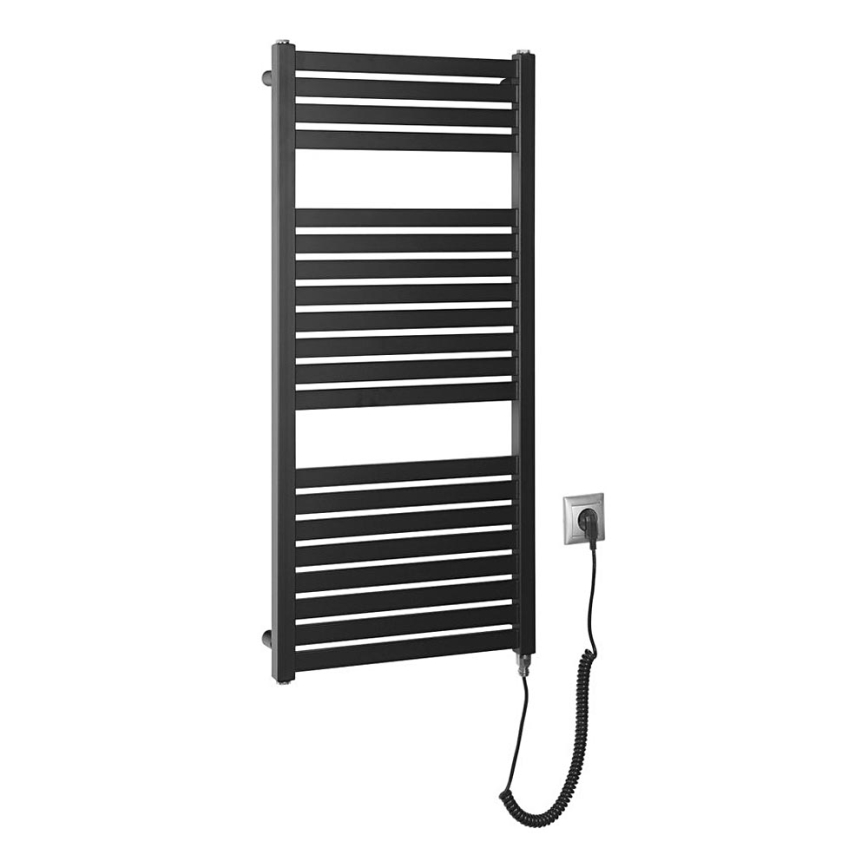 Aqualine - Radiateur électrique de salle de bains TONDI-E 300W/230V 97 cm noir mat droit