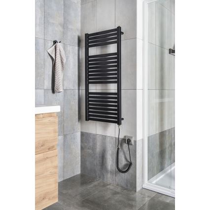 Aqualine - Radiateur électrique de salle de bains TONDI-E 300W/230V 97 cm noir mat droit
