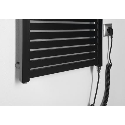 Aqualine - Radiateur électrique de salle de bains TONDI-E 300W/230V 97 cm noir mat droit