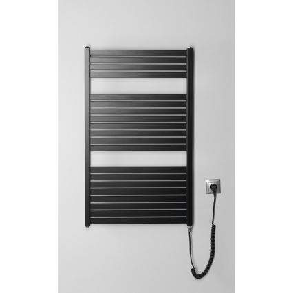Aqualine - Radiateur électrique de salle de bains TONDI-E 400W/230V 97 cm noir mat droit
