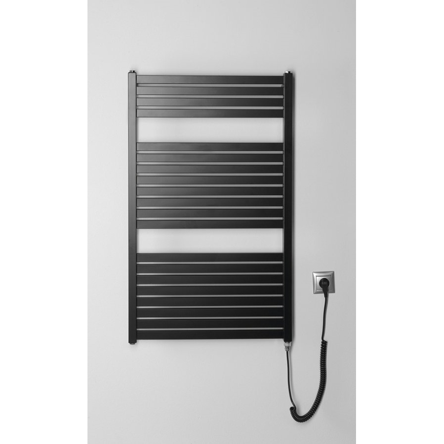 Aqualine - Radiateur électrique de salle de bains TONDI-E 400W/230V 97 cm noir mat droit