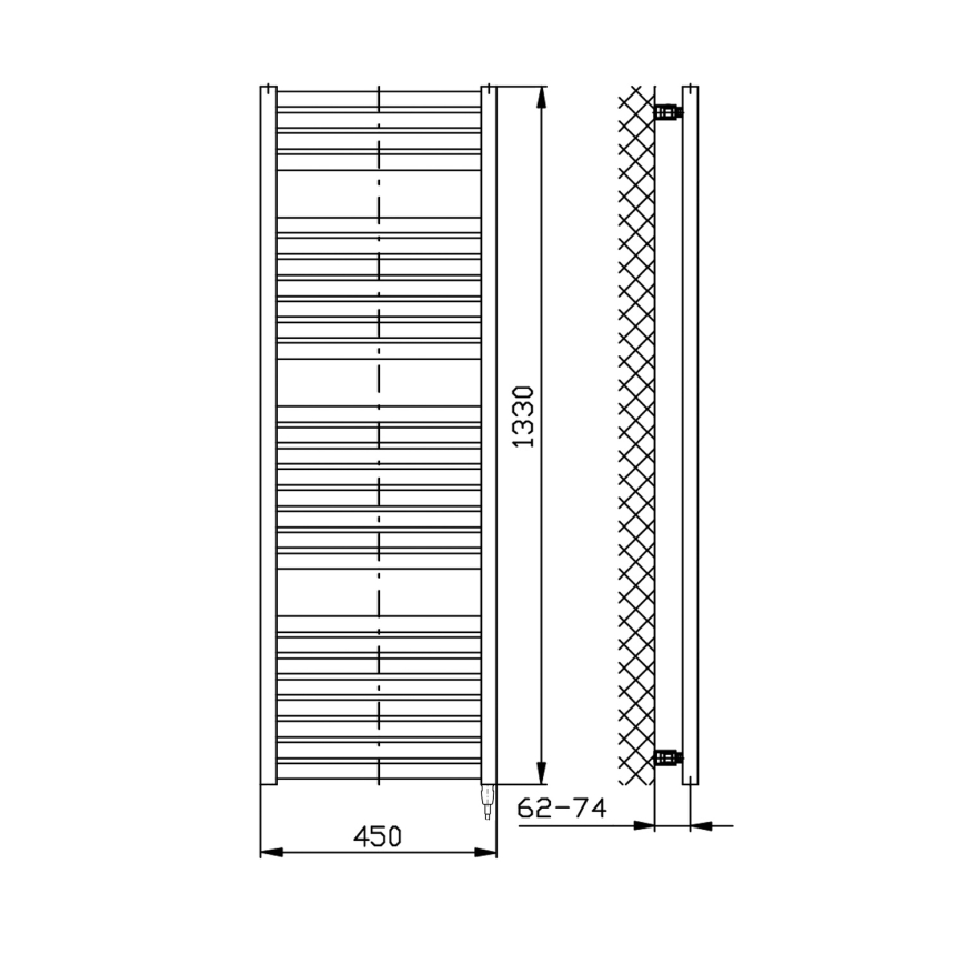 Aqualine - Radiateur électrique de salle de bains TONDI-E 500W/230V 133 cm blanc