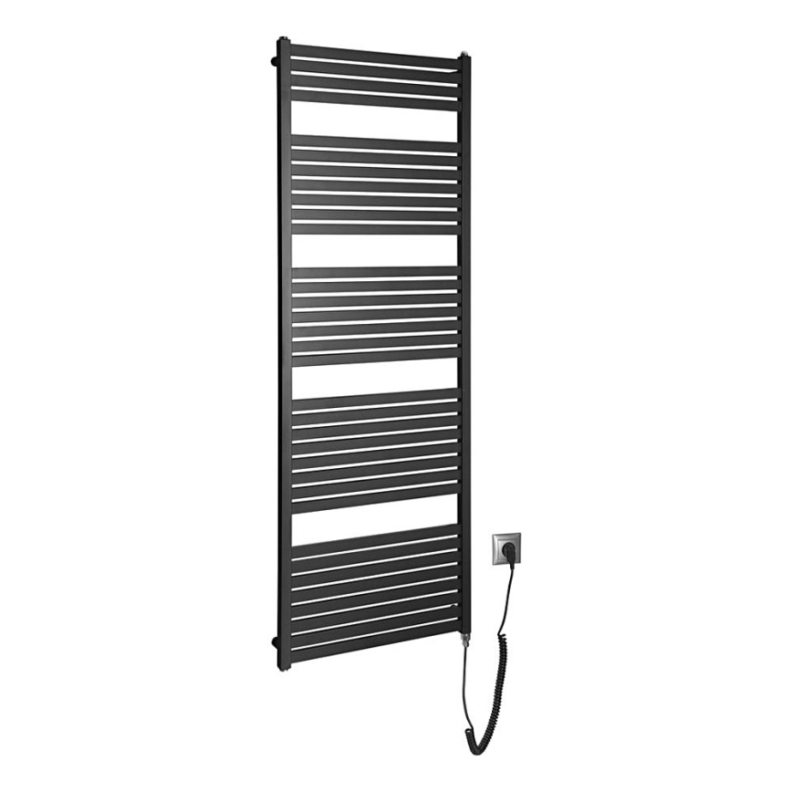 Aqualine - Radiateur électrique de salle de bains TONDI-E 800W/230V 169 cm noir mat droit