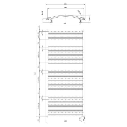 Aqualine - Radiateur électrique pour salle de bains ORBIT-E 600W 132x60 cm blanc, rond