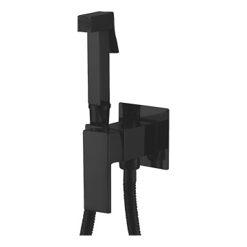 Aqualine - Robinet de bidet avec douchette pour installation encastrée mat noir