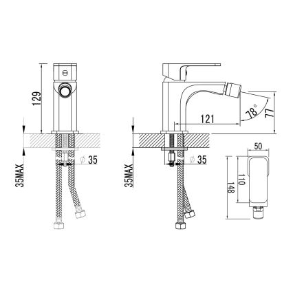 Aqualine - Robinet de bidet FACTOR chrome brillant