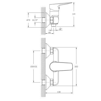 Aqualine - Robinet de douche LOTTA mat noir
