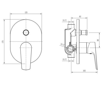 Aqualine - Robinet de douche pour une installation encastrée LOTTA mat noir