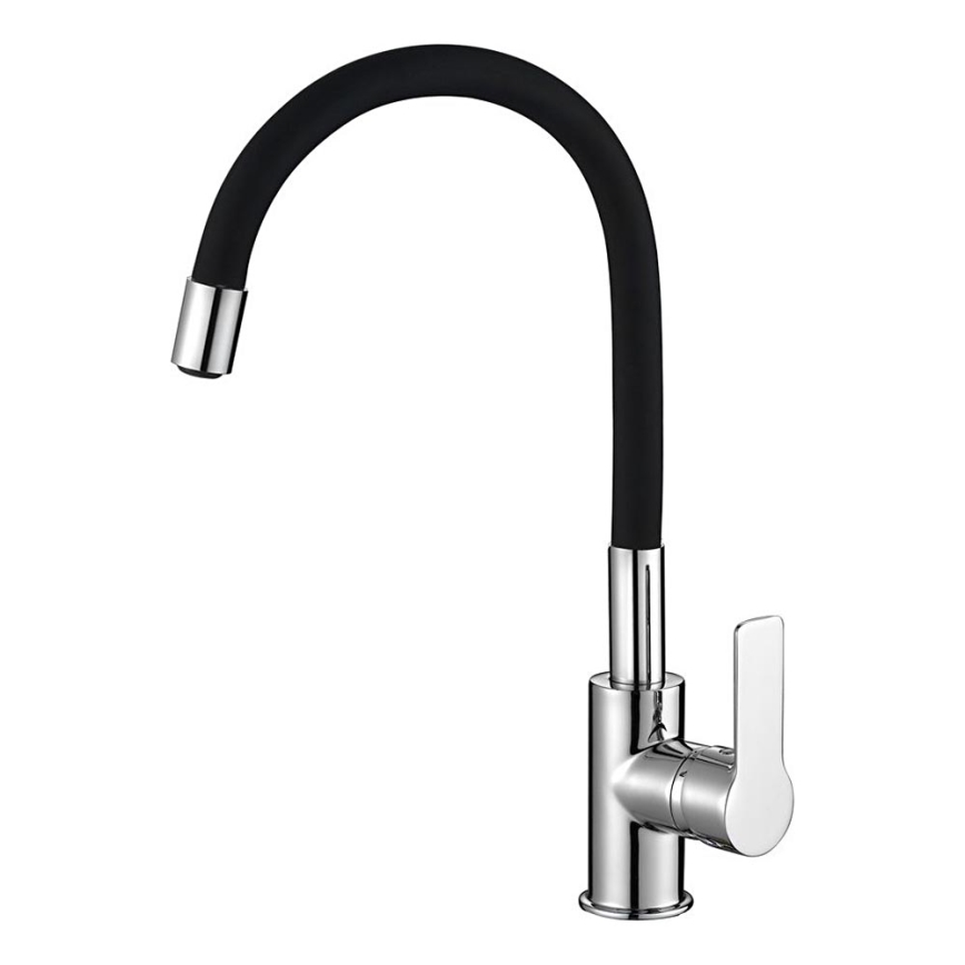 Aqualine - Robinet d'évier avec bras flexible LORE noir/chrome brillant