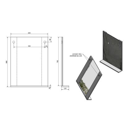 Aqualine - Spiegel BETA 60x80 cm wit