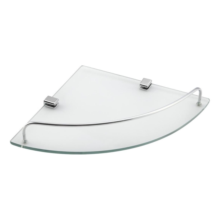 Aqualine - Tablette d'angle de douche RUMBA transparent verre/chrome brillant