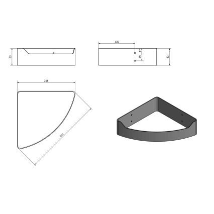 Aqualine - Tablette d'angle de douche SAMBA 21,8x30 cm noir