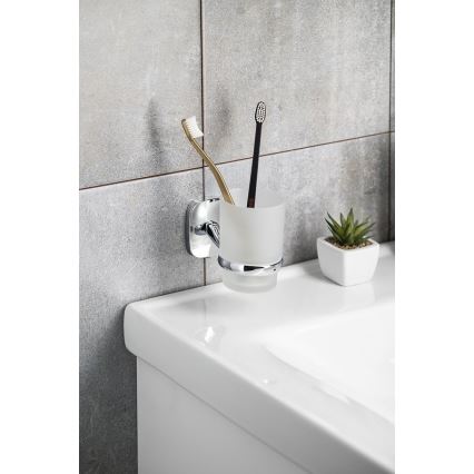 Aqualine - Tandenborstelhouder voor aan de muur RUMBA melkachtig glas/glanzend chroom