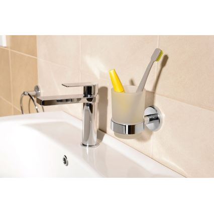Aqualine - Tandenborstelhouder voor aan de muur SAMBA melkachtig glas/glanzend chroom
