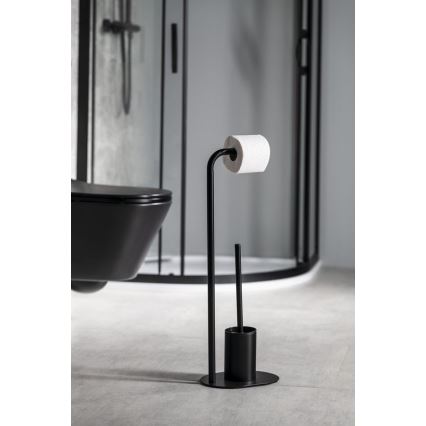 Aqualine - Toiletpapier en toiletborstelhouder SAMBA zwart