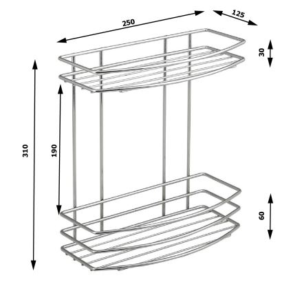 Aqualine - Tweelaagse douchewandplank CHROOM LINE glanzend chroom