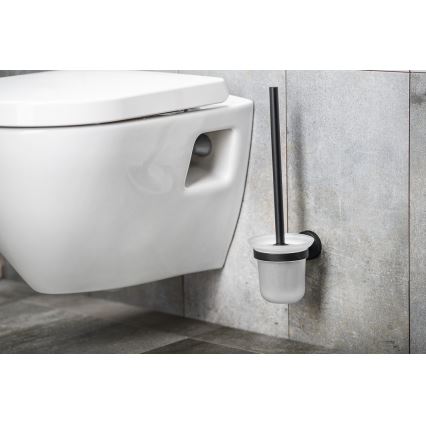 Aqualine - Wandtoiletborstel SAMBA melkglas/mat zwart