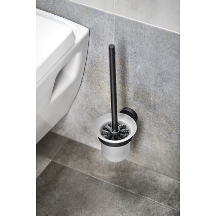 Aqualine - Wandtoiletborstel SAMBA melkglas/mat zwart