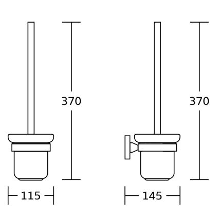 Aqualine - Wandtoiletborstel SAMBA melkglas/mat zwart