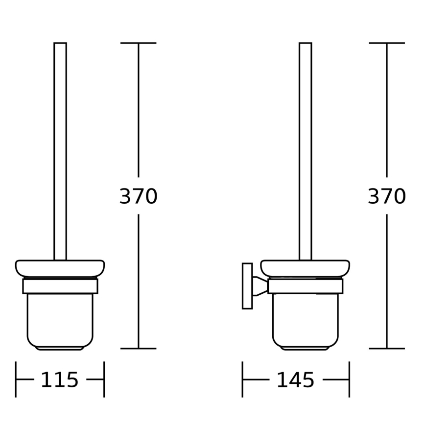 Aqualine - Wandtoiletborstel SAMBA melkglas/mat zwart