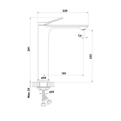 Aqualine - Wastafelmengkraan BOLERO 29 cm glanzend chroom