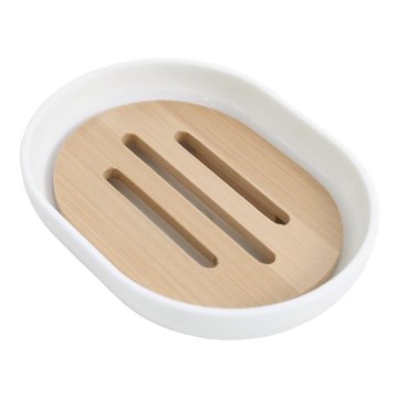 Aqualine - Zeepbakje SNOW wit/bamboe