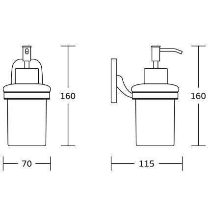 Aqualine - Zeepdispenser voor aan de muur RUMBA 160 mm melkachtig glas/glanzend chroom