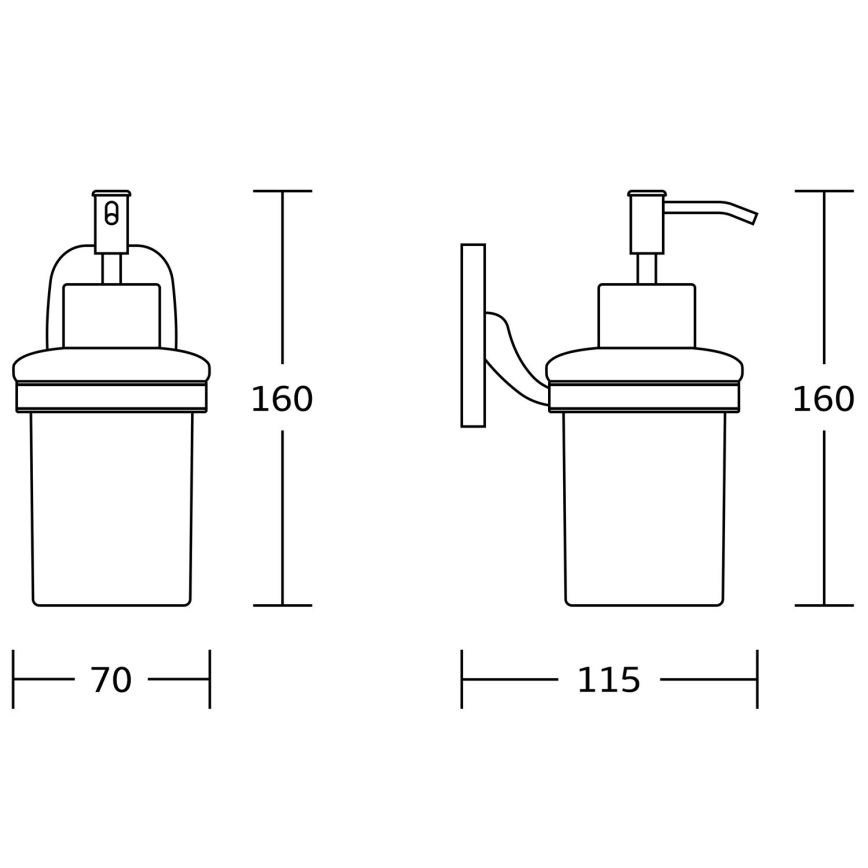 Aqualine - Zeepdispenser voor aan de muur RUMBA 160 mm melkachtig glas/glanzend chroom
