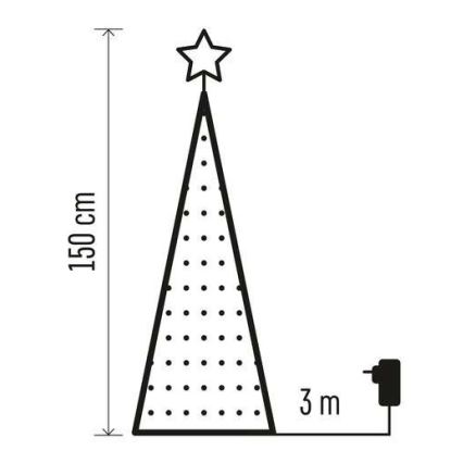 Arbre de Noël avec guirlande LED RVB 234xLED/16 modes 1,5m + télécommande