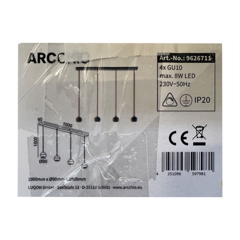 Arcchio - Suspension filaire RENKO 4xGU10/8W/230V
