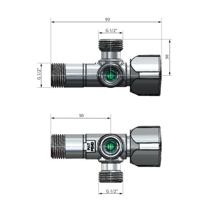 Arco - Robinet d'angle combiné ARCO, chrome brillant