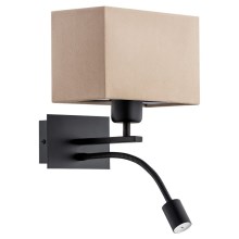 Argon 1043 - LED Wandlamp BILL 1xE27/15W/230V + LED/4,5W beige/zwart