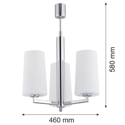 Argon 1224 - Lustre sur barre CAMELOT 3xE27/15W/230V chrome brillant