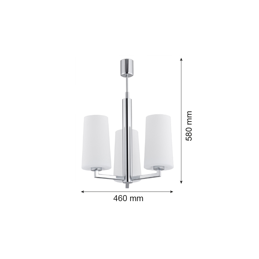 Argon 1224 - Lustre sur barre CAMELOT 3xE27/15W/230V chrome brillant