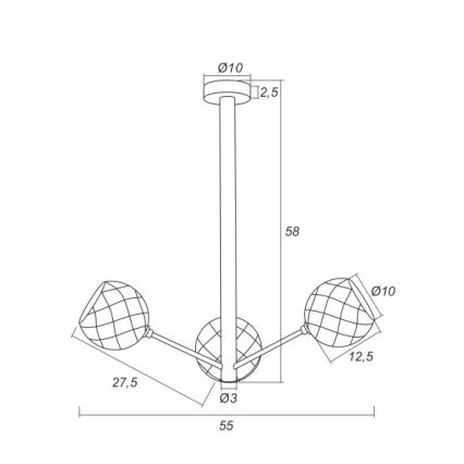 Argon 1358 - LED Hanglamp met vaste pendel BELLUNO 3xLED/5W/230V