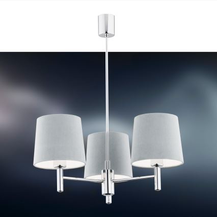 Argon 1383 - Lustre sur barre BOLZANO 3xE27/15W/230V bleu/chrome brillant