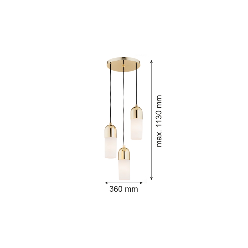 Argon 1466 - Suspension filaire BURGOS 3xE27/15W/230V laiton