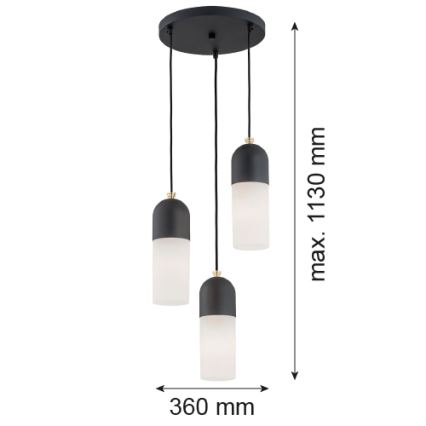 Argon 1467 - Hanglamp aan een koord BURGOS 3xE27/15W/230V zwart