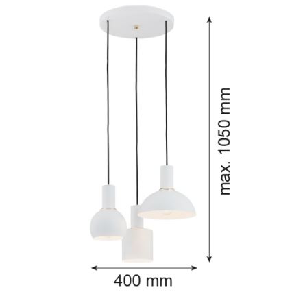 Argon 1468 - Hanglamp aan een koord SINES 3xE27/15W/230V wit