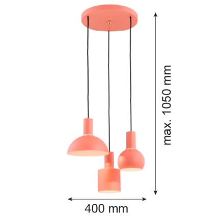 Argon 1469 - Hanglamp aan een koord SINES 3xE27/15W/230V oranje