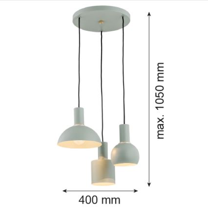 Argon 1470 - Hanglamp aan een koord SINES 3xE27/15W/230V groen