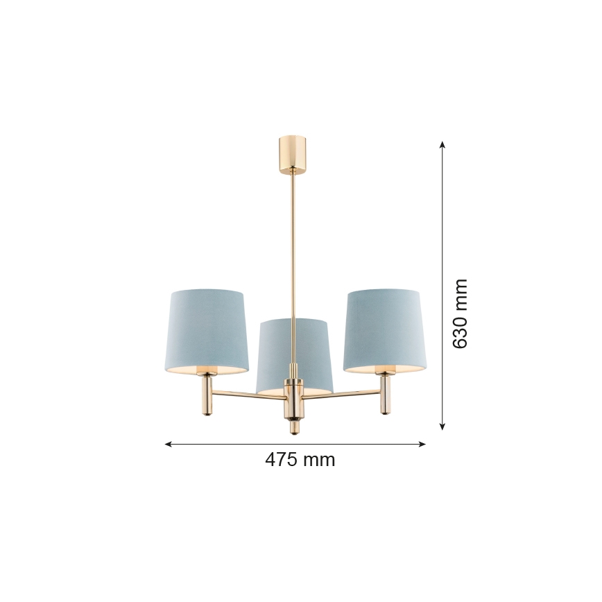 Argon 1484 - Lustre on a pole PONTE 3xE27/15W/230V bleu/laiton