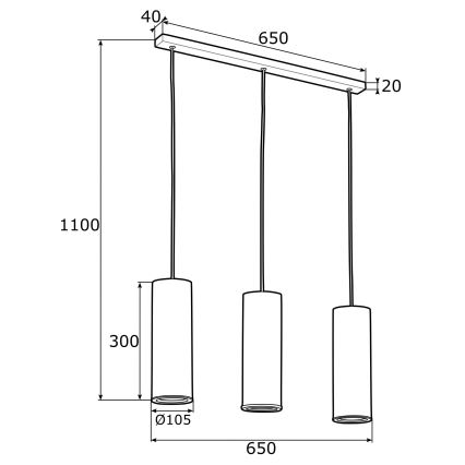 Argon 1486 - Hanglamp aan een koord LINEA 3xE27/15W/230V messing/zwart